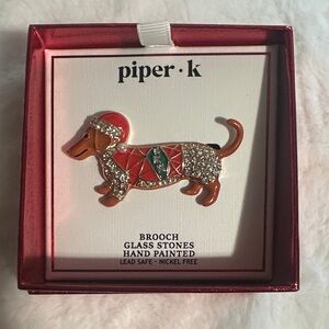 Piper K dachshund Christmas brooch